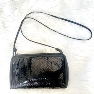 Giani Bernini Black Leather Snakeskin Purse Crossbody Handbag